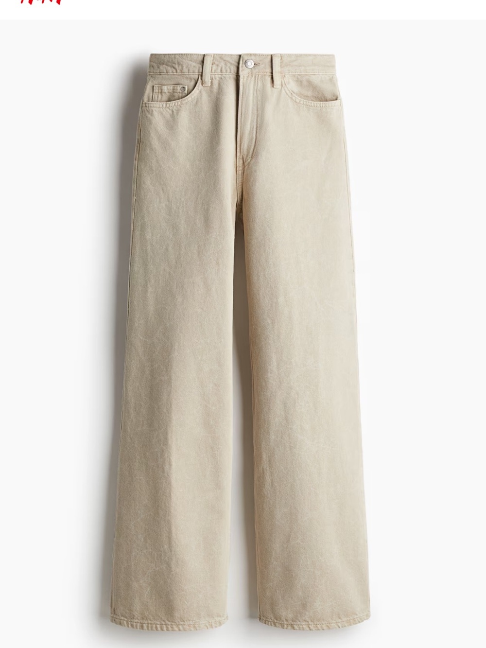 H&M Wide-Leg High-Rise Jeans in Cream